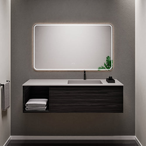 Aurora Frame – Corian® Basin with 1 Drawer and Side Shelf - ROVALUX