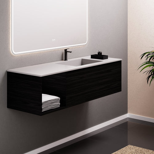 Aurora Frame – Corian® Basin with 1 Drawer and Side Shelf - ROVALUX