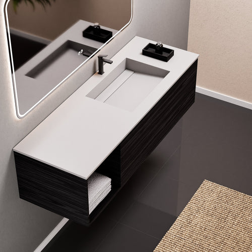 Aurora Frame – Corian® Basin with 1 Drawer and Side Shelf - ROVALUX