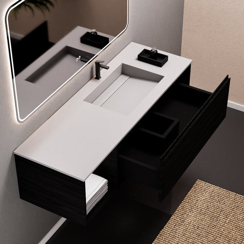 Aurora Frame – Corian® Basin with 1 Drawer and Side Shelf - ROVALUX