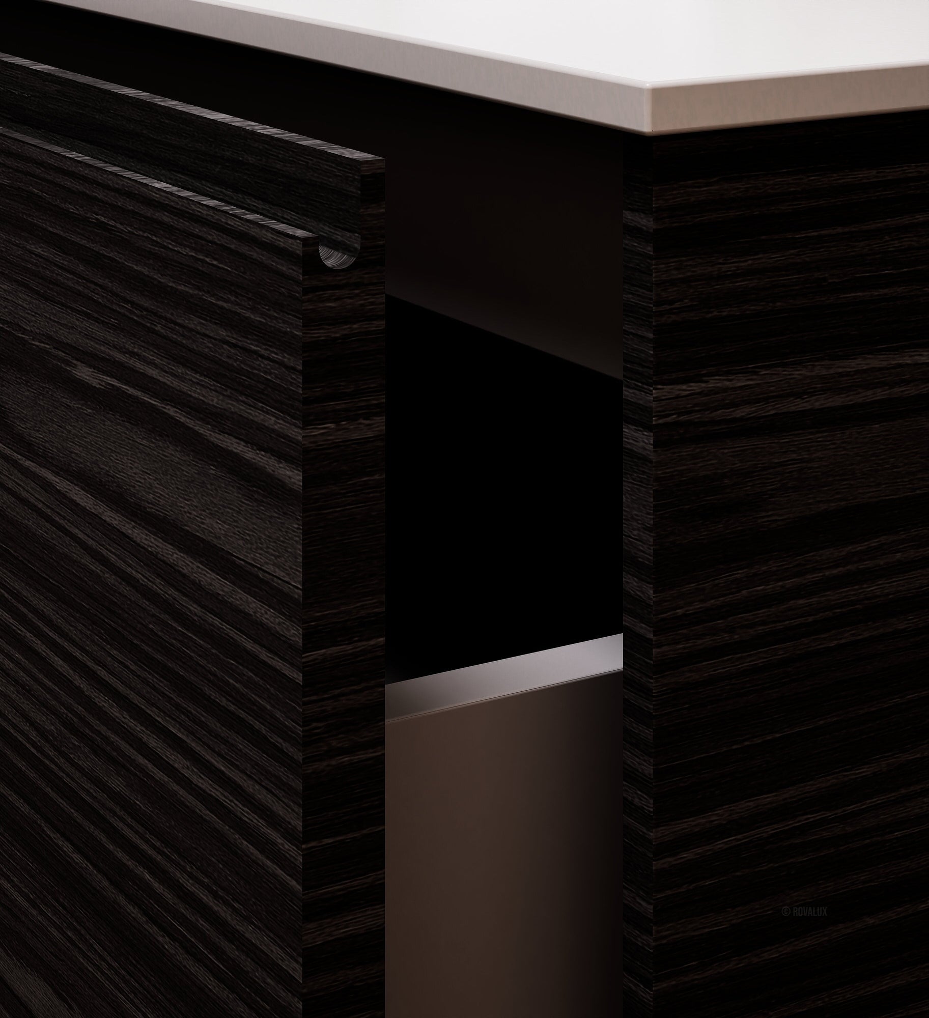 Aurora Frame – Corian® Basin with 1 Drawer and Side Shelf - ROVALUX