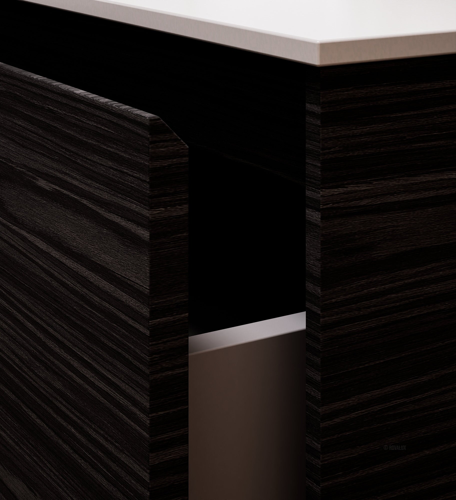 Aurora Frame – Corian® Basin with 1 Drawer and Side Shelf - ROVALUX