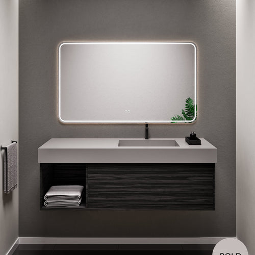 Aurora Frame – Corian® Basin with 1 Drawer and Side Shelf - ROVALUX