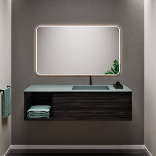Aurora Frame – Corian® Basin with 1 Drawer and Side Shelf - ROVALUX