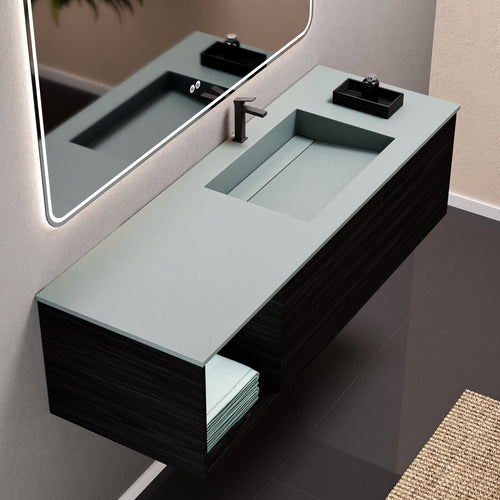 Aurora Frame – Corian® Basin with 1 Drawer and Side Shelf - ROVALUX