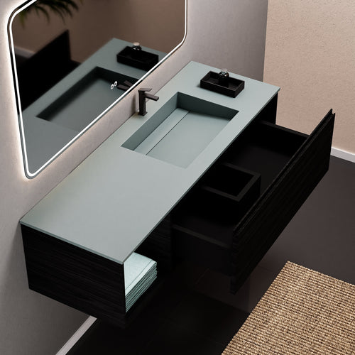 Aurora Frame – Corian® Basin with 1 Drawer and Side Shelf - ROVALUX