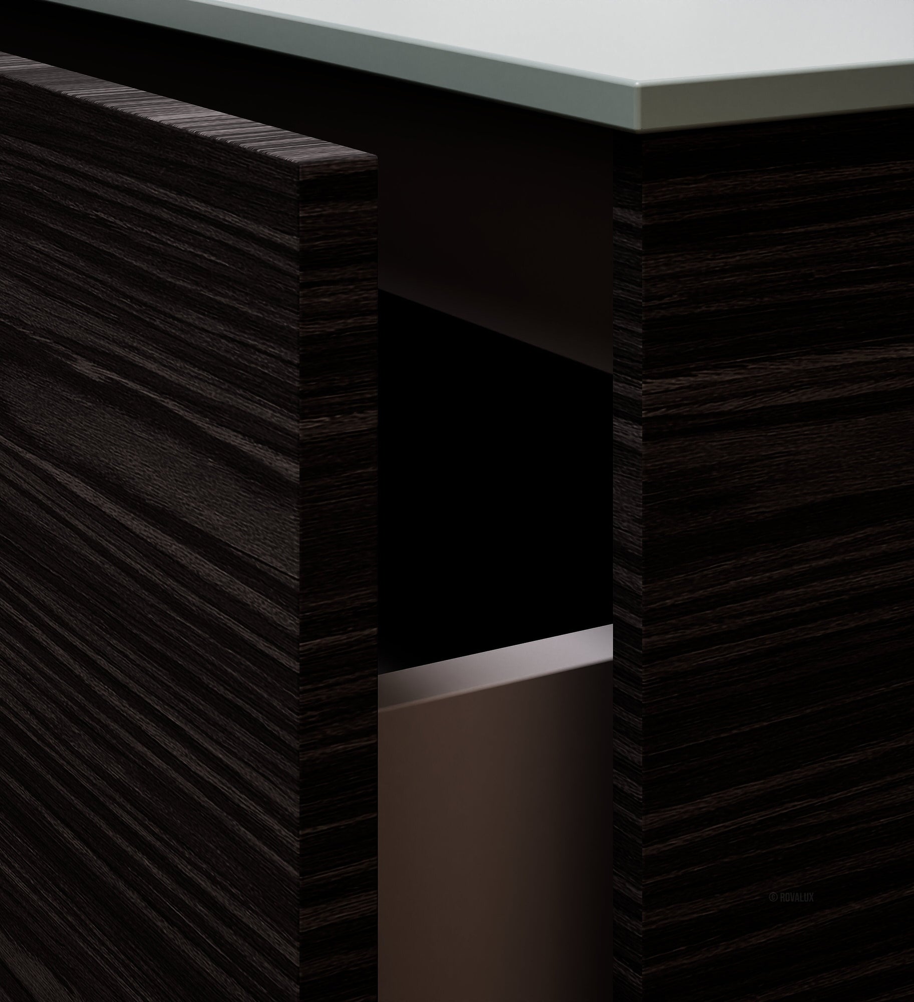 Aurora Frame – Corian® Basin with 1 Drawer and Side Shelf - ROVALUX