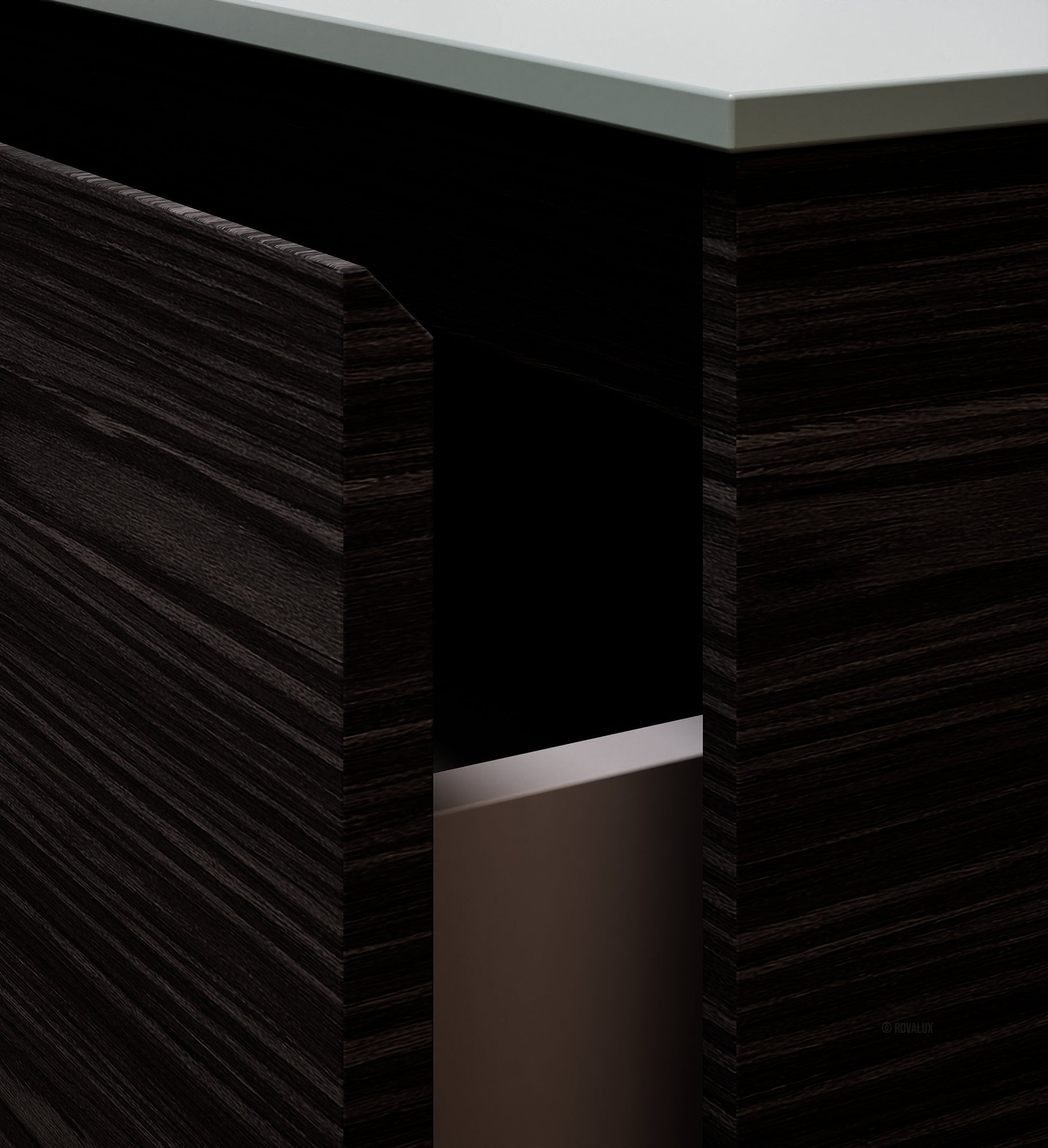 Aurora Frame – Corian® Basin with 1 Drawer and Side Shelf - ROVALUX