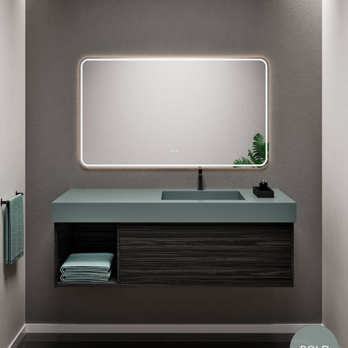 Aurora Frame – Corian® Basin with 1 Drawer and Side Shelf - ROVALUX