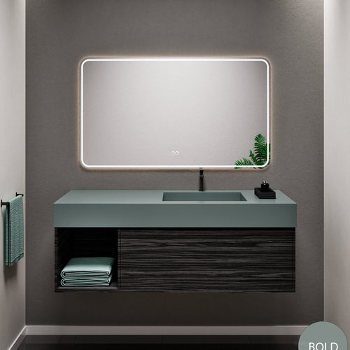 Aurora Frame – Corian® Basin with 1 Drawer and Side Shelf - ROVALUX