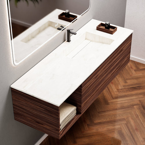 Aurora Frame – Corian® Basin with 1 Drawer and Side Shelf - ROVALUX