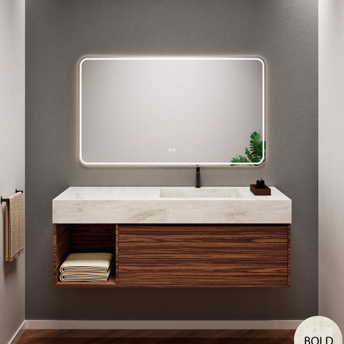 Aurora Frame – Corian® Basin with 1 Drawer and Side Shelf - ROVALUX