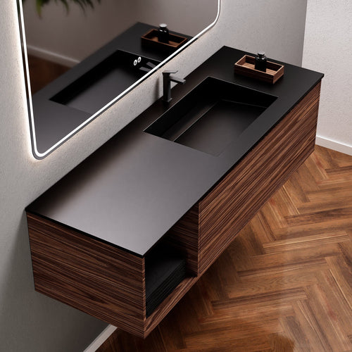 Aurora Frame – Corian® Basin with 1 Drawer and Side Shelf - ROVALUX