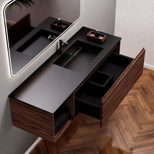 Aurora Frame – Corian® Basin with 1 Drawer and Side Shelf - ROVALUX