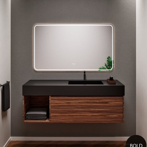 Aurora Frame – Corian® Basin with 1 Drawer and Side Shelf - ROVALUX
