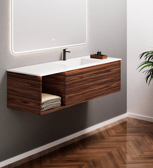Aurora Frame – Corian® Basin with 1 Drawer and Side Shelf - ROVALUX