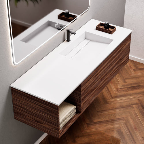 Aurora Frame – Corian® Basin with 1 Drawer and Side Shelf - ROVALUX