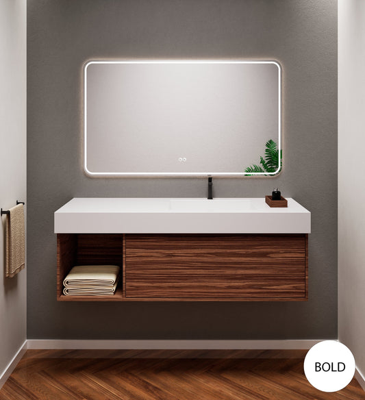Aurora Frame – Corian® Basin with 1 Drawer and Side Shelf - ROVALUX