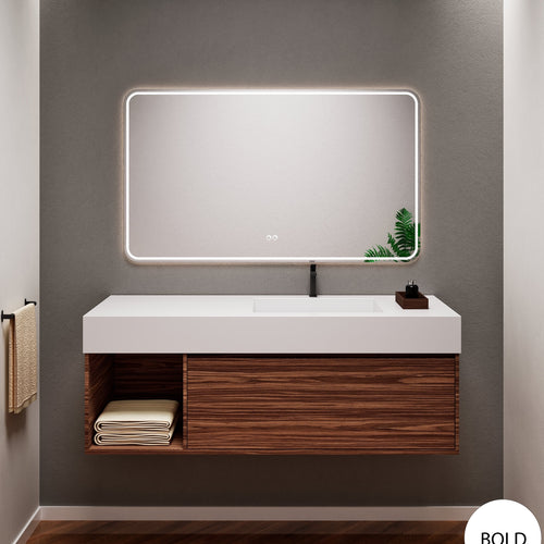 Aurora Frame – Corian® Basin with 1 Drawer and Side Shelf - ROVALUX