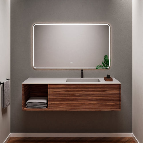 Aurora Frame – Corian® Basin with 1 Drawer and Side Shelf - ROVALUX
