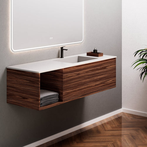 Aurora Frame – Corian® Basin with 1 Drawer and Side Shelf - ROVALUX