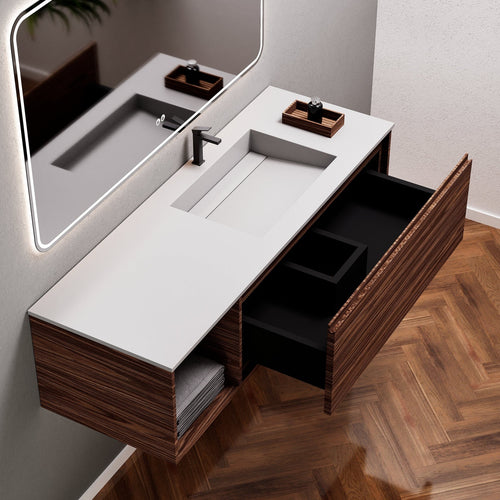 Aurora Frame – Corian® Basin with 1 Drawer and Side Shelf - ROVALUX