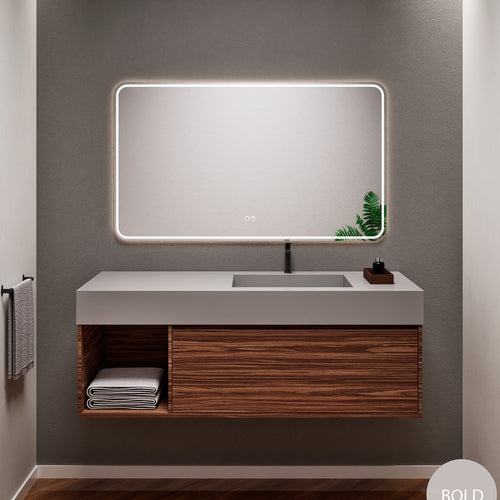 Aurora Frame – Corian® Basin with 1 Drawer and Side Shelf - ROVALUX