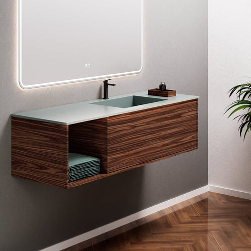 Aurora Frame – Corian® Basin with 1 Drawer and Side Shelf - ROVALUX