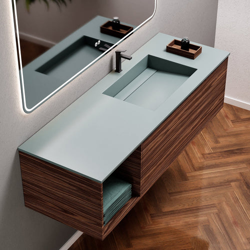Aurora Frame – Corian® Basin with 1 Drawer and Side Shelf - ROVALUX