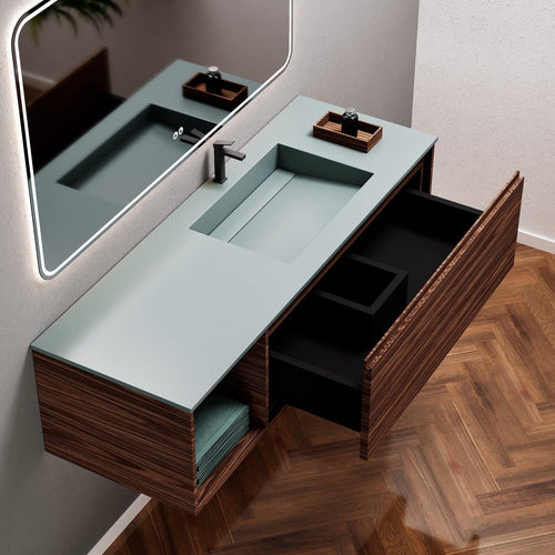 Aurora Frame – Corian® Basin with 1 Drawer and Side Shelf - ROVALUX