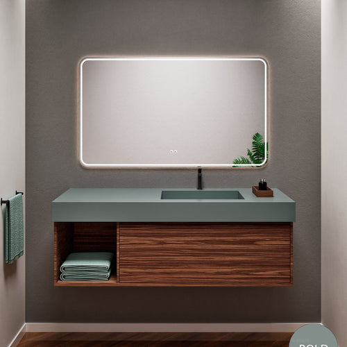 Aurora Frame – Corian® Basin with 1 Drawer and Side Shelf - ROVALUX