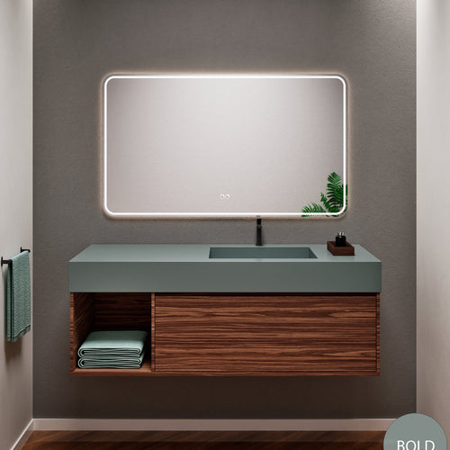 Aurora Frame – Corian® Basin with 1 Drawer and Side Shelf - ROVALUX