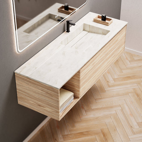 Aurora Frame – Corian® Basin with 1 Drawer and Side Shelf - ROVALUX