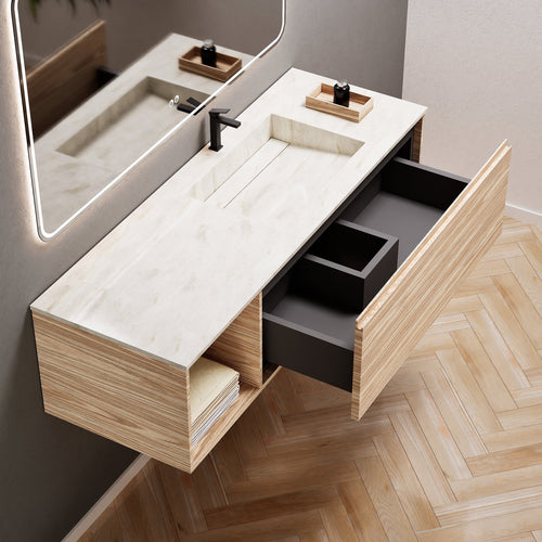 Aurora Frame – Corian® Basin with 1 Drawer and Side Shelf - ROVALUX