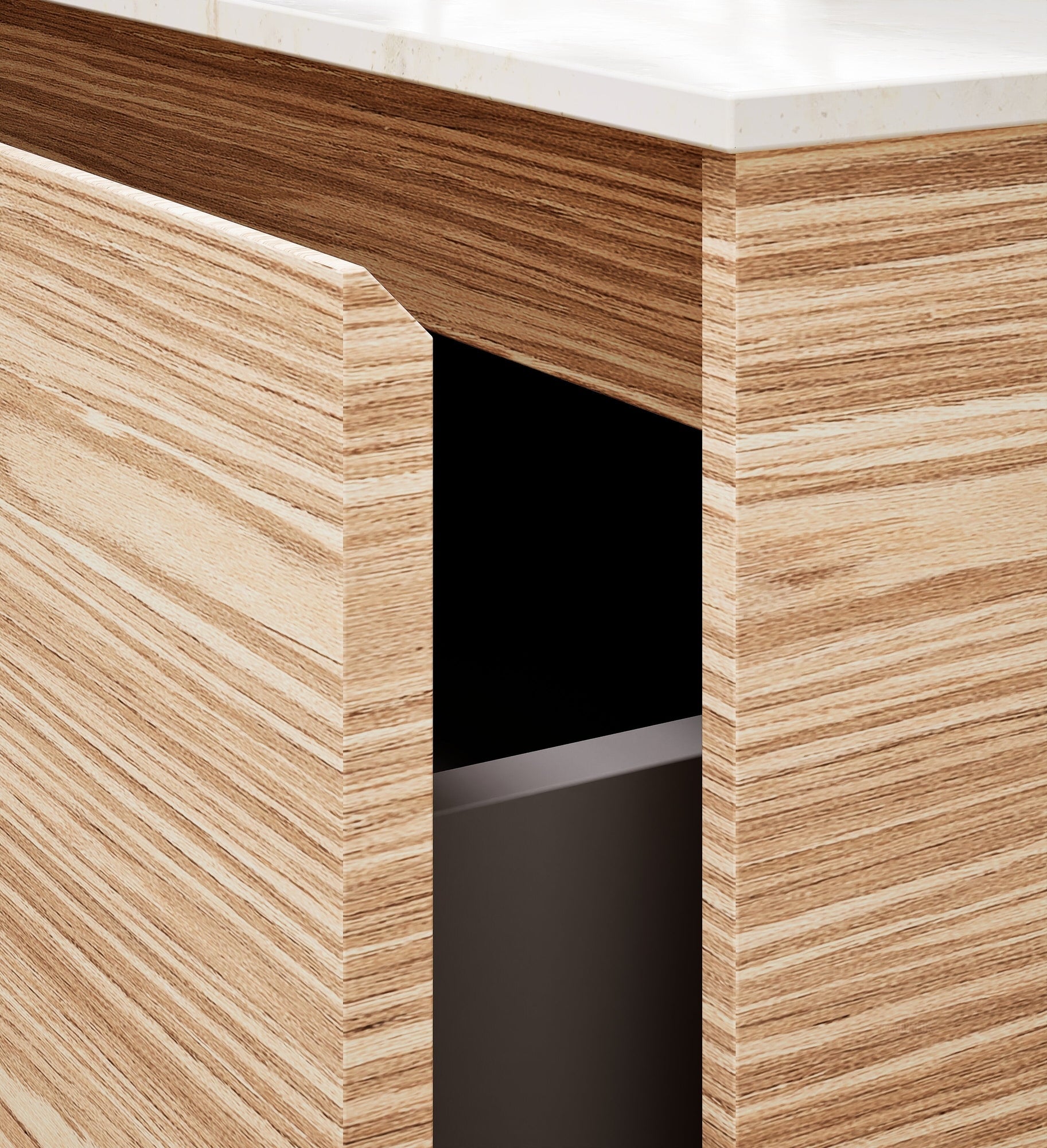 Aurora Frame – Corian® Basin with 1 Drawer and Side Shelf - ROVALUX