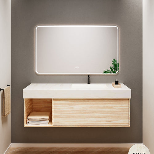 Aurora Frame – Corian® Basin with 1 Drawer and Side Shelf - ROVALUX