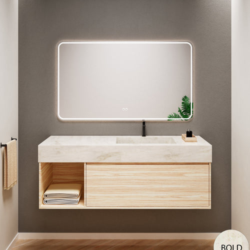 Aurora Frame – Corian® Basin with 1 Drawer and Side Shelf - ROVALUX