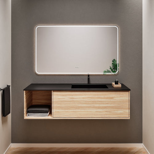 Aurora Frame – Corian® Basin with 1 Drawer and Side Shelf - ROVALUX