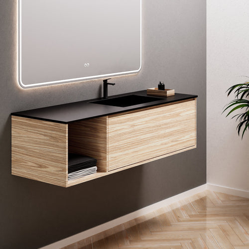 Aurora Frame – Corian® Basin with 1 Drawer and Side Shelf - ROVALUX