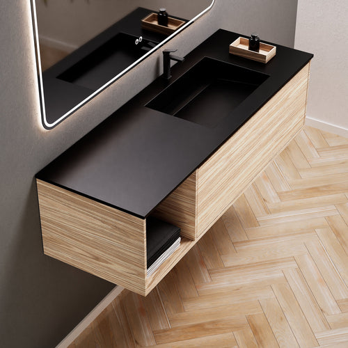 Aurora Frame – Corian® Basin with 1 Drawer and Side Shelf - ROVALUX