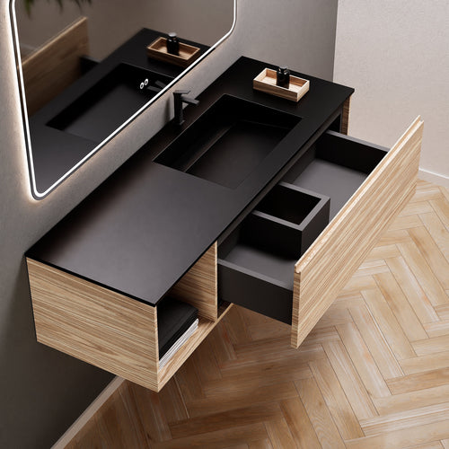 Aurora Frame – Corian® Basin with 1 Drawer and Side Shelf - ROVALUX