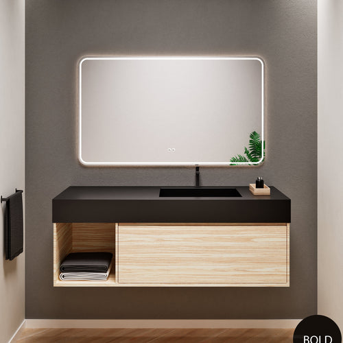 Aurora Frame – Corian® Basin with 1 Drawer and Side Shelf - ROVALUX
