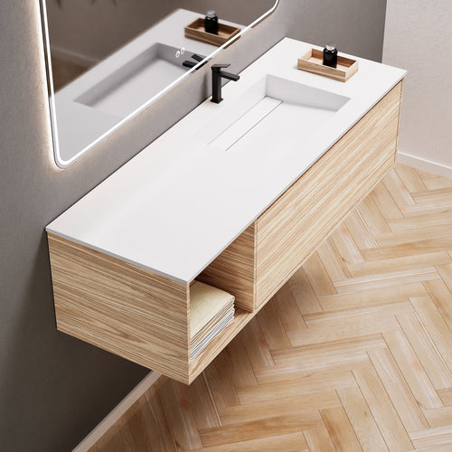 Aurora Frame – Corian® Basin with 1 Drawer and Side Shelf - ROVALUX