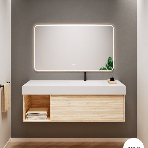 Aurora Frame – Corian® Basin with 1 Drawer and Side Shelf - ROVALUX