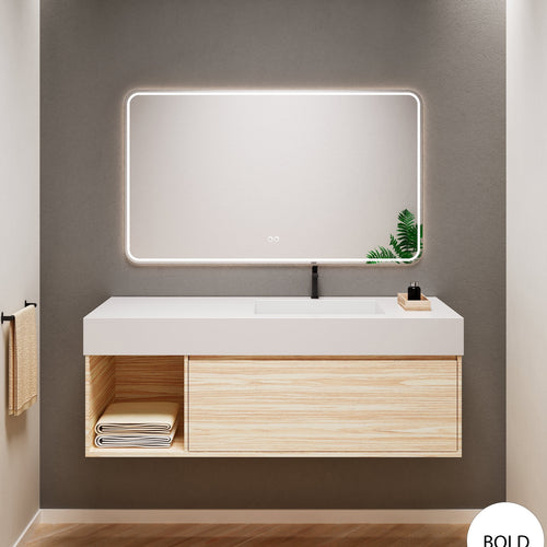 Aurora Frame – Corian® Basin with 1 Drawer and Side Shelf - ROVALUX