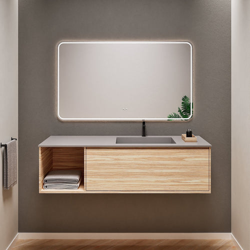 Aurora Frame – Corian® Basin with 1 Drawer and Side Shelf - ROVALUX