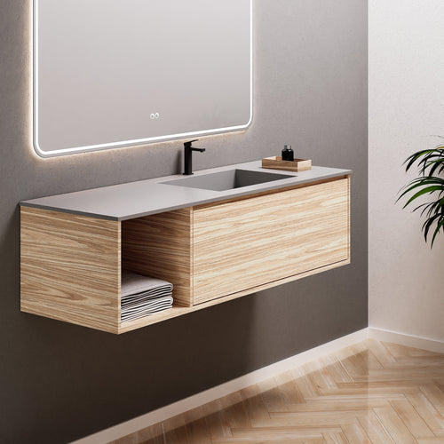 Aurora Frame – Corian® Basin with 1 Drawer and Side Shelf - ROVALUX