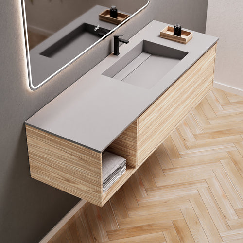 Aurora Frame – Corian® Basin with 1 Drawer and Side Shelf - ROVALUX