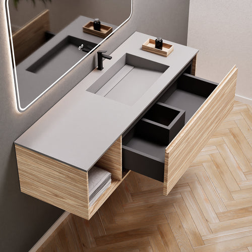 Aurora Frame – Corian® Basin with 1 Drawer and Side Shelf - ROVALUX