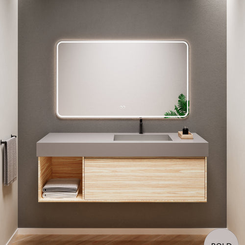 Aurora Frame – Corian® Basin with 1 Drawer and Side Shelf - ROVALUX